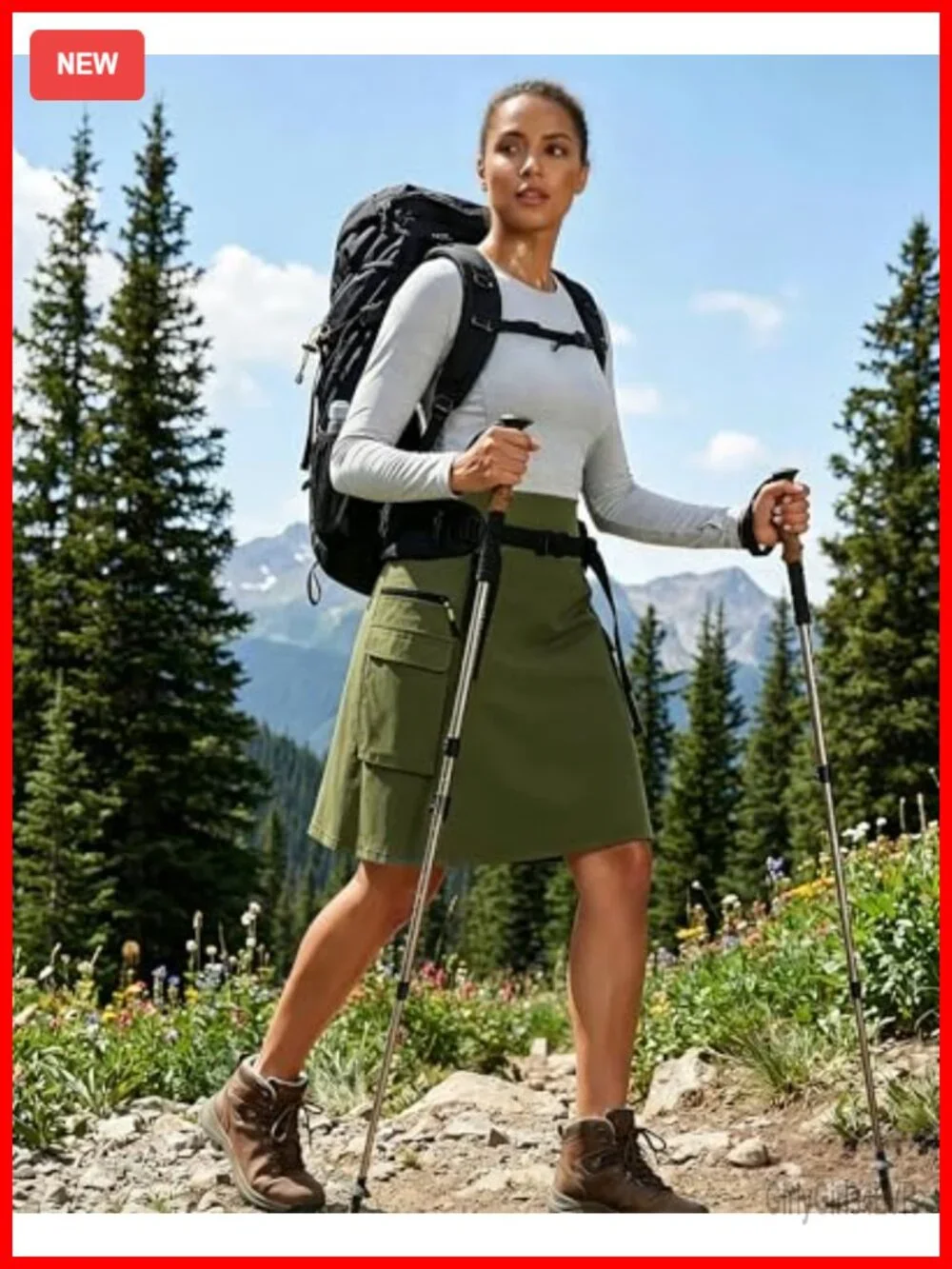 Women's Quick-Dry Cargo Skort with 5 Pockets, High Waisted Drawstring, Golf